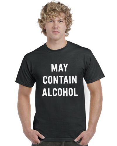 May Contain Alcohol Funny Tee Top T-Shirt Night Out Party Sizes S-XXL 