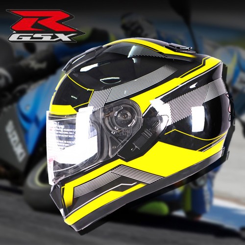 GSX R Motorcycle Helmet Double Lens Full Face DOT Racing Helmet 55-59CM Colorful