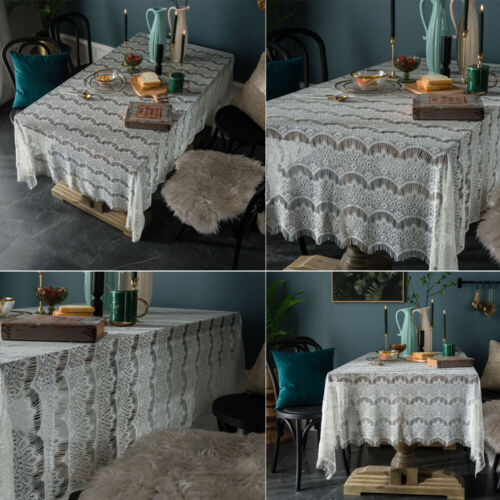 Lace Flower Embroidery Tablecloth Tassel Table Cloth Cover Wedding Party Home