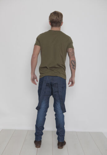 Demina homme drop bequille jeans denim brace style 30 à 36-amovible bretelles 