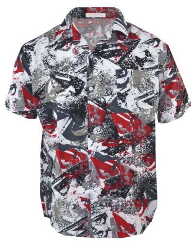Homme robe fantaisie hawaïen hêtre floral shirt vacances à manches courtes casual M-3XL