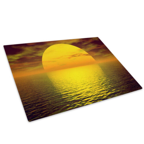 Yellow Ocean Sunset Nature Glass Chopping Board Kitchen Worktop Saver Protector