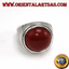 Anello in argento 925 con corniola tonda a semisfera