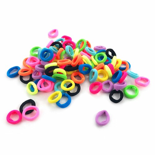 100x Mini Baby Girl Kids Mini Hair Elastics Bobbles Soft Bands Snag Free Colors