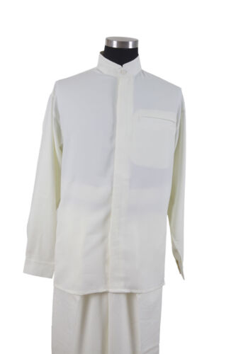 Men/'s 2-piece Mandarin Banded Collar Casual Shirt Set Walking Suit M2826.