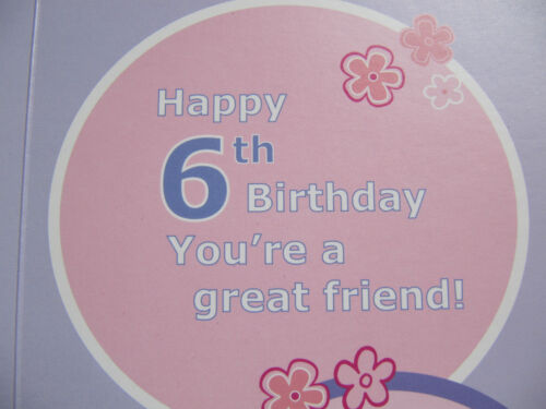 LOVELY COLOURFUL GREAT FRIEND GLITTER COATED 6 TODAY 6TH BIRTHDAY GREETING CARD