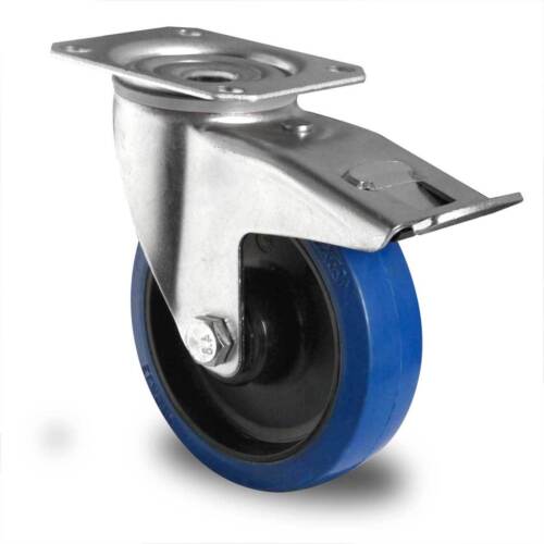 Blue wheels 125 mm anschraubplatte lenkrolle avec frein rôle roue