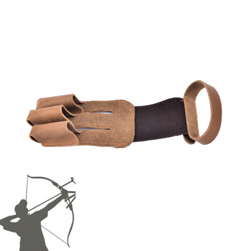 Bogenschießen Schutzhandschuh 3Finger Pull Bogen Pfeil Leder Schießhandschuhe WR 