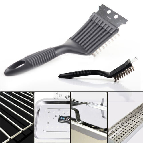BBQ Grill Brush Wire Cleaning Brush Scraper with Stainless Steel Bristles Fan 