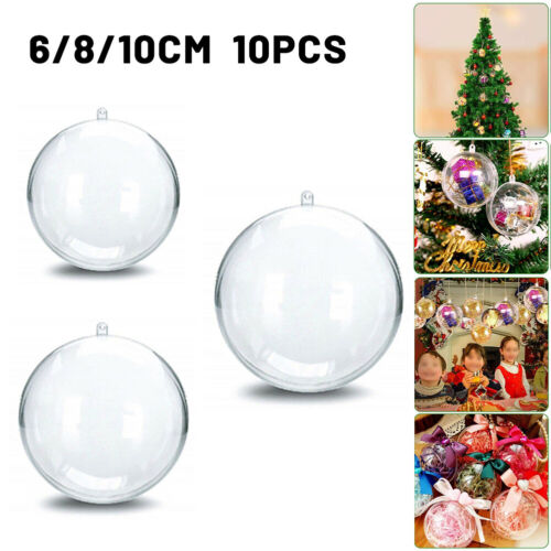 10Pcs Clear Baubles Plastic Crafts Ball Christmas Decoration Home Party Xmas Kit