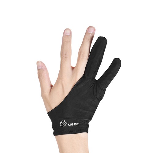 UGEE Freie Größe Zwei-Finger-Zeichnung Handschuh Antifouling Schwarz Y3P6