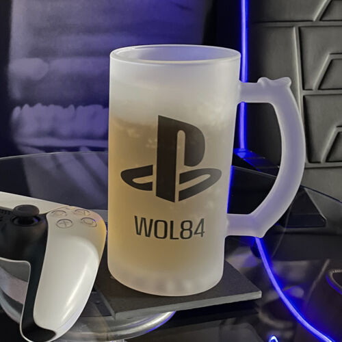 Personalised Frosted Glass Gamer Gaming Beer Stein Tankard Glass 