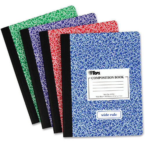 Wide Ruled Composition Books Assorted Colors 100 Sheets 