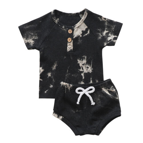 Baby Clothes Tie Dye Outfit Boy Girl Short Sleeve Top T-Shirt Shorts Casual 2PCS