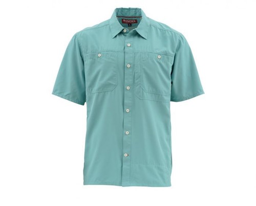 Closeout Size Medium Simms Ebbtide Short Sleeve Shirt-Aqua