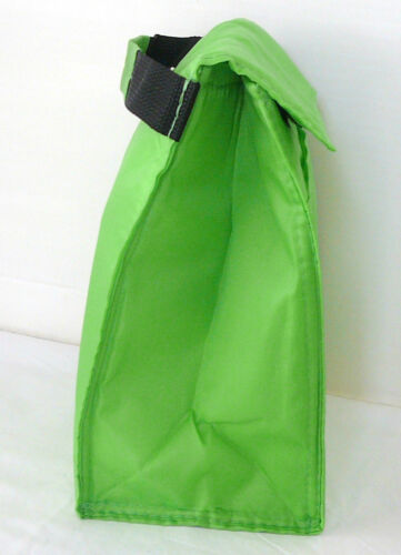 Tab Closure Reusable Insulated LUNCH BAG Handle Front Pocket LIME GREEN 