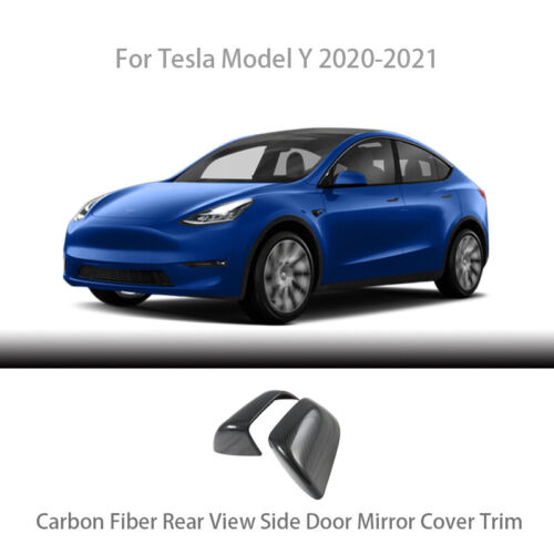 For Tesla Model Y 2020-2021 Carbon Fiber Rearview Side Door Mirror Cover Trim 