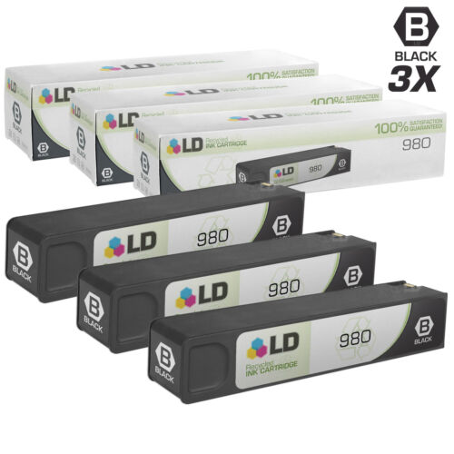LD Reman Replacement HP 980 D8J10A 3pk Black X585 X555 Series Printers