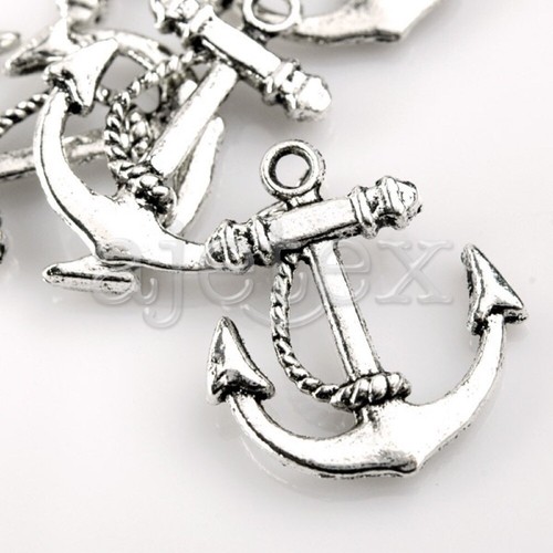 20pcs Metal Pendant Tibetan Silver Jewelry Making Anchor 23x20.5x3.5mm