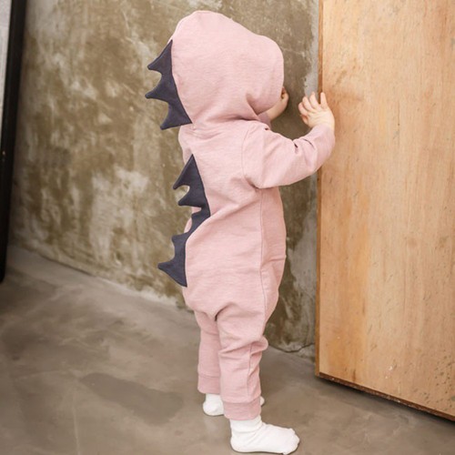 Newborn Infant Baby Boy Girl Dinosaur Hooded Romper Jumpsuit Clothes Outfit UK