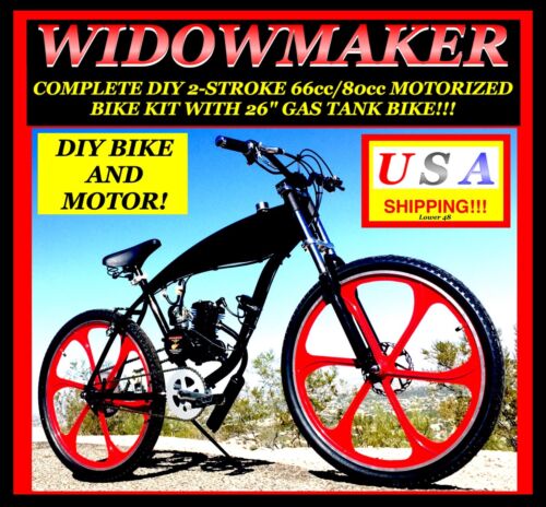 COMPLETE DIY 2-STROKE 66CC//80CC MOTORIZED BICYCLE KIT WITH 26 GAS TANK BIKE!