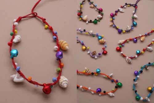 JTY010 Coloured bead and shell string anklet.-