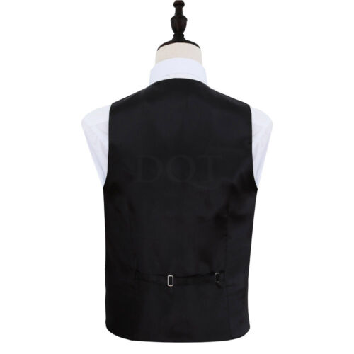 Mens Wedding Waistcoat & Tie Set Woven Swirl Black & Burgundy Formal Suit by DQT