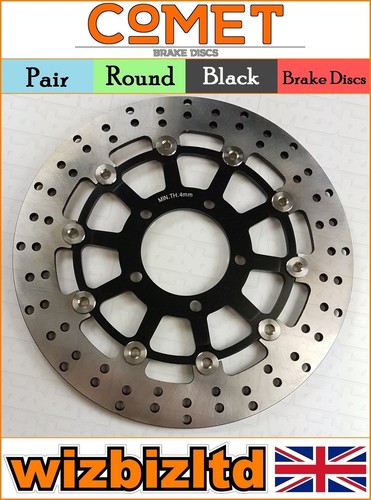 07-08 R912BK COMET Pair Black Front Brake Discs Kawasaki ZX-6R ZX 600 P7F//P8F