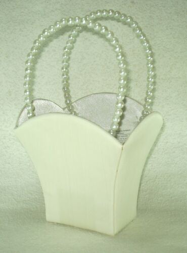 Details about  / Lillian Rose Flower Girl Basket Satin with Pearl Handles white or ivory