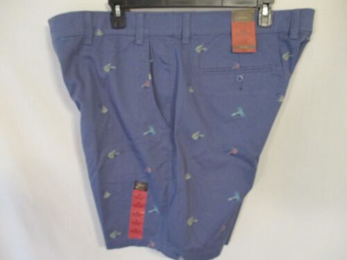 Foundry Cotton Blnd Indigo FISHING LURES Flex Waist  Flat Front Shorts SR$40 NEW 