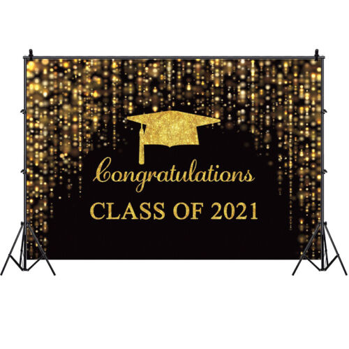 Details about  / Class of 2021 Graduation Backdrop Party Black Gold Photo Background Grad Banner