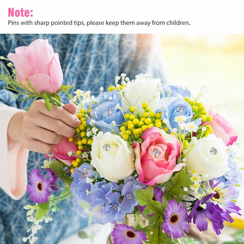200x Clear Gem Diamond Design Cut Pins Bling for Bouquet Wedding Flower Diamante