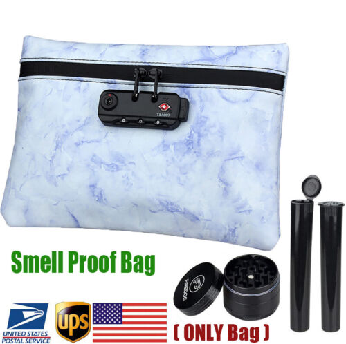 Smell Proof Bag Carbon Lined Odorless Stash Pouch Case with Lock for Herbs Tool