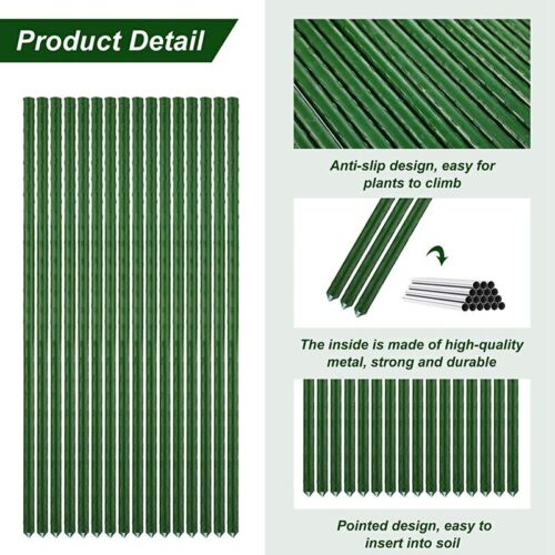 USA 25PCS 2//3//4//5Ft Metal Garden Plant Stakes  Plastic Coated Steel Plant Sticks