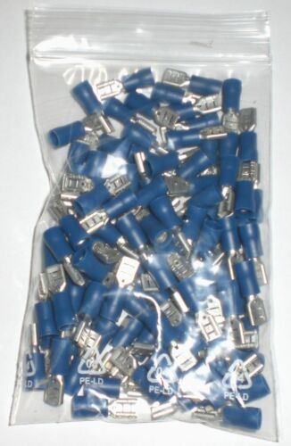 100 Stück Industrieware Flachsteckhülsen teilisoliert 4,8 x 0,8 blau NEU