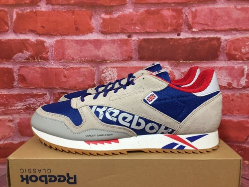 REEBOK MEN/'S CLASSIC LEATHER RIPPLE ALTERED ROYAL//GREY//RED DV7141 COMFY SHOES
