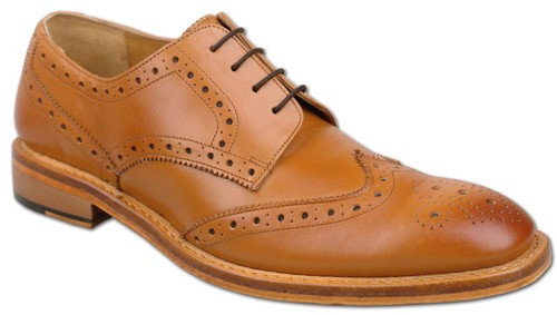 Mens New Tan Full Leather Formal Lace Up Brogues Shoes Size 6 7 8 9 10 11 12