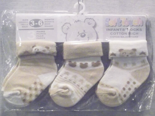 Details about   SOFT TOUCH INFANT SET OF 3 PAIRS OF TAN  SOCKS SIZE 3-6 MONTHS NEW IN PACKAGE 