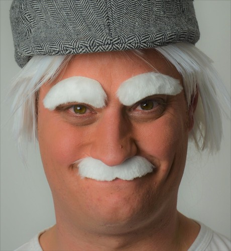 Fancy Dress Accessory Set. White Moustache and Eyebrow set