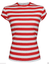 Ladies Womens Red /& White Striped T-Shirt Short Sleeve Womens Top Fancy Dress