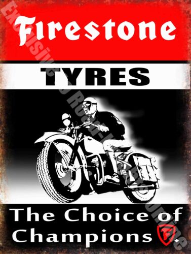 Vintage Garage Firestone Tyres Medium Metal Tin Sign 20 Motorcycle Motorsport 