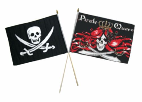 12x18 12"x18" Wholesale Combo Pirate Calico Jack & Queen Pirate Stick Flag 