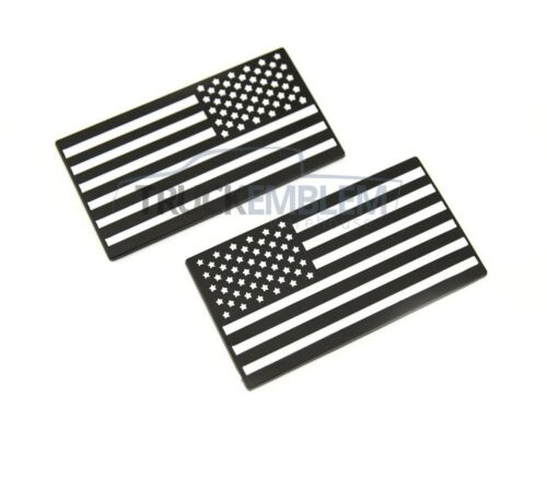 2 NEW BLACK AND WHITE USA FLAG BADGES EMBLEMS