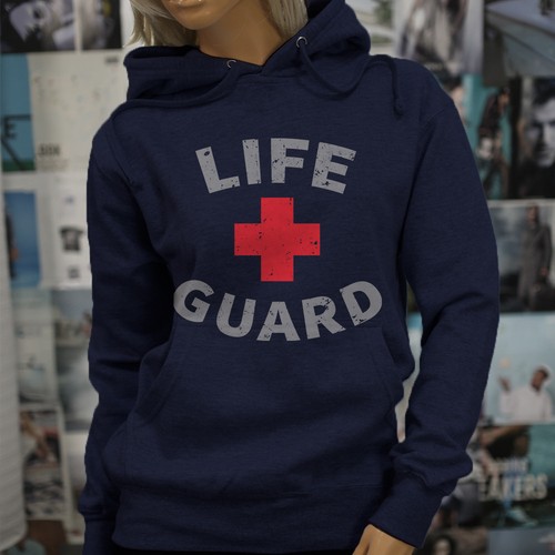 Party Costume Halloween Life Guard Red Cross Womens Navy Hoodie