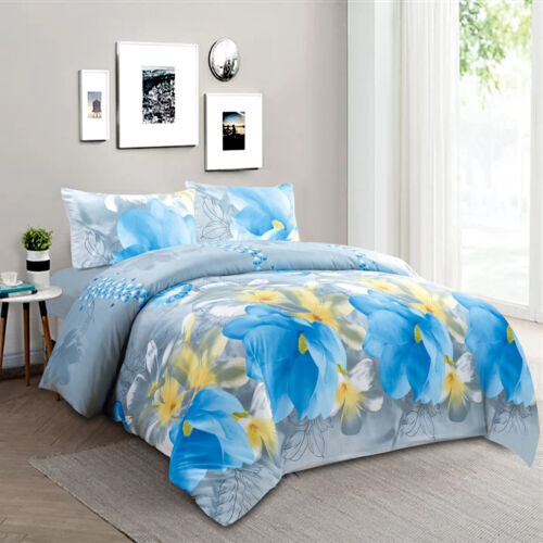 3D Effect Duvet Quilt Cover Bedding Sets with Pillow Cases Free Fitted Sheet