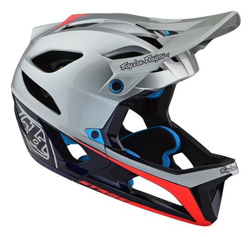 3 Sizes Troy Lee Designs STAGE Race Silver//Navy MIPS Mountain Bike BMX Helmet