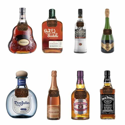 Rum Scotch Vodk Bourbon Gin 8PCS Copper Liquor Decanter Tags/Labels Whiskey 