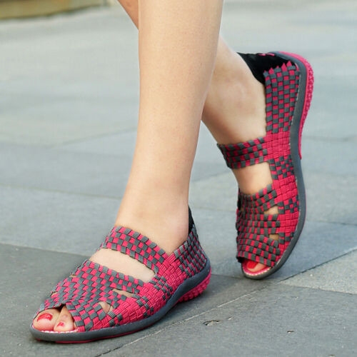 Women Flats sandals Woven Flat Shoes Flip Flops Worker Multi Colors Sandals 