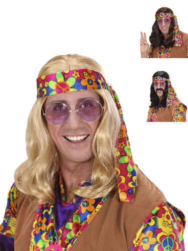 Perücke Hippie Lang Glatt 70s Party Karneval Fasching