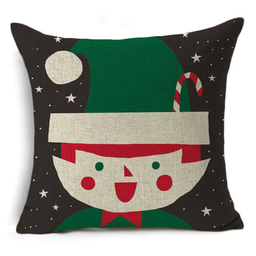 Xmas Christmas Cotton Linen Throw Pillow Case Sofa Cushion Cover Home Decor Gift 